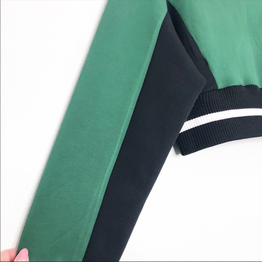 MICHI Carve Jacket Cropped Scuba Ribbed Track Colorblock Stripe Pine Green Black - Picture 13 of 15